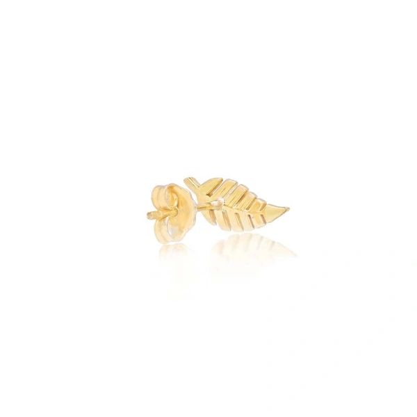 Jennifer Meyer Mini Leaf Studs in 18K Yellow Gold | Fine Earrings | Coveti