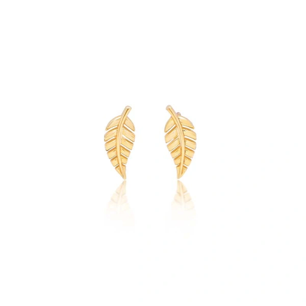 Jennifer Meyer Mini Leaf Studs in 18K Yellow Gold | Fine Earrings | Coveti