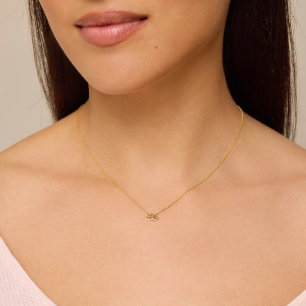 Jennifer Meyer Mini Lotus Flower Necklace in 18K Yellow Gold | Fine Necklaces | Coveti