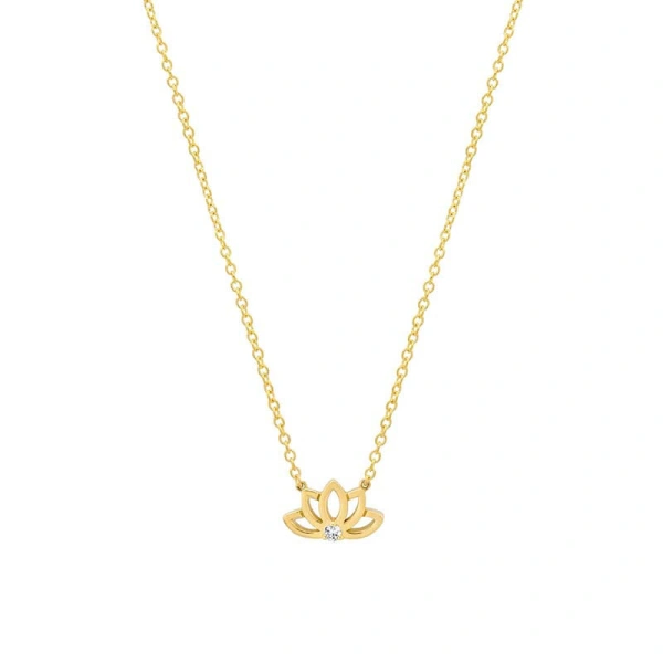 Jennifer Meyer Mini Lotus Flower Necklace in 18K Yellow Gold | Fine Necklaces | Coveti