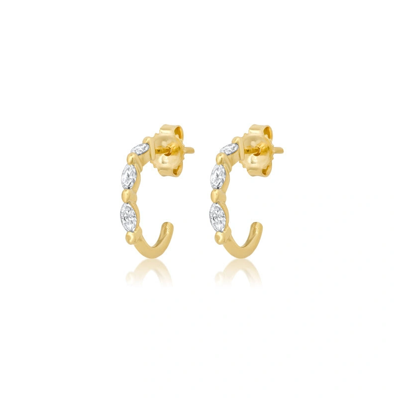 Jennifer Meyer Mini Marquise Cut Diamond Hoops in 18K Yellow Gold Jennifer Meyer Mini Marquise Cut Diamond Hoops in 18K Yellow Gold | Fine Earrings | Coveti