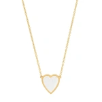 Jennifer Meyer Mini Mother of Pearl Inlay Heart Necklace in 18K Yellow Gold | Fine Necklaces | Coveti