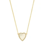 Jennifer Meyer Mini Mother of Pearl Inlay Heart Necklace with Diamonds in 18K Yellow Gold | Fine Necklaces | Coveti