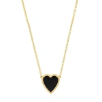 Jennifer Meyer Mini Onyx Inlay Heart Necklace in 18K Yellow Gold | Fine Necklaces | Coveti