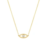 Jennifer Meyer Mini Open Evil Eye Necklace with Diamond Center in 18K Yellow Gold | Fine Necklaces | Coveti