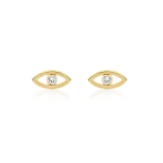 Jennifer Meyer Mini Open Evil Eye Studs with Diamond Center in 18K Yellow Gold | Fine Earrings | Coveti