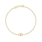 Jennifer Meyer Mini Open Evil Eye with Diamond Center Bracelet in 18K Yellow Gold | Fine Bracelets | Coveti