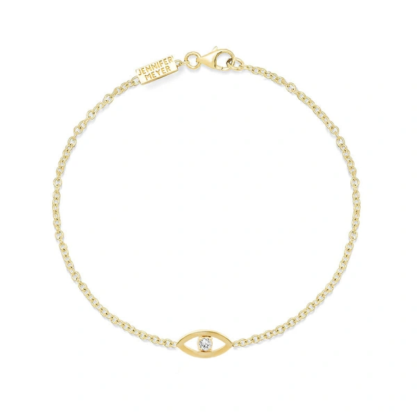 Mini Open Evil Eye with Diamond Center Bracelet in 18K Yellow Gold
