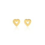 Jennifer Meyer Mini Open Heart Studs in 18K Yellow Gold | Fine Earrings | Coveti