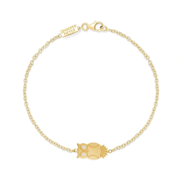 Jennifer Meyer Mini Owl Bracelet in 18K Yellow Gold | Fine Bracelets | Coveti