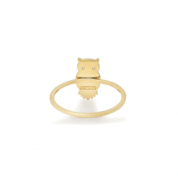 Jennifer Meyer Mini Owl Ring in 18K Yellow Gold | Fine Rings | Coveti