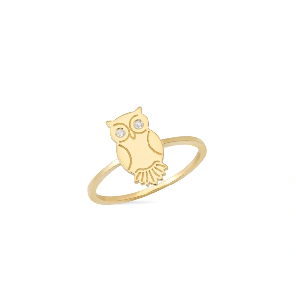 Jennifer Meyer Mini Owl Ring in 18K Yellow Gold | Fine Rings | Coveti