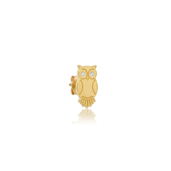 Jennifer Meyer Mini Owl Studs in 18K Yellow Gold | Fine Earrings | Coveti