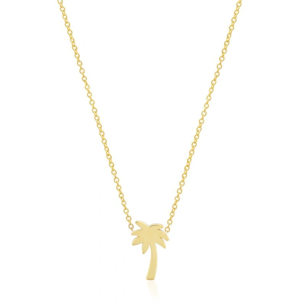 Mini Palm Tree Necklace in 18K Yellow Gold