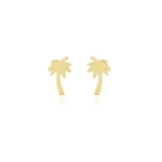 Jennifer Meyer Mini Palm Tree Studs in 18K Yellow Gold | Fine Earrings | Coveti