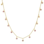 Jennifer Meyer Mini Pink Sapphire Bezel Dangle By The Inch Necklace in 18K Yellow Gold | Fine Necklaces | Coveti