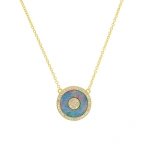 Jennifer Meyer Mini Red Boulder Opal and Diamond Inlay Evil Eye Necklace in 18K Yellow Gold | Fine Necklaces | Coveti