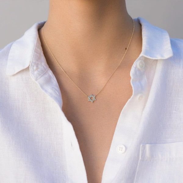 Jennifer Meyer Mini Star of David Necklace in 18K Yellow Gold | Fine Necklaces | Coveti