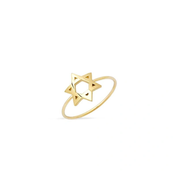 Jennifer Meyer Mini Star of David Ring in 18K Yellow Gold | Fine Rings | Coveti