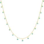 Jennifer Meyer Mini Turquoise Bezel Dangle By the Inch Necklace in 18K Yellow Gold | Fine Necklaces | Coveti