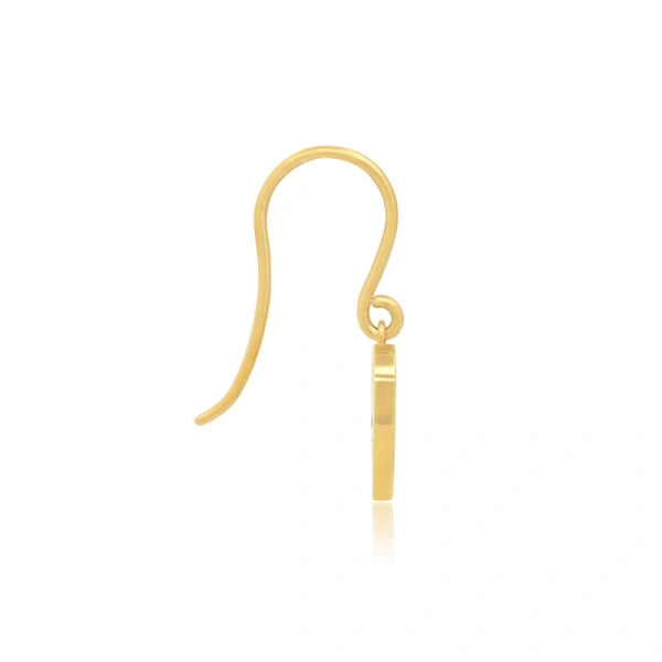 Jennifer Meyer Mini Turquoise Inlay Heart Drop Earrings in 18K Yellow Gold | Fine Earrings | Coveti