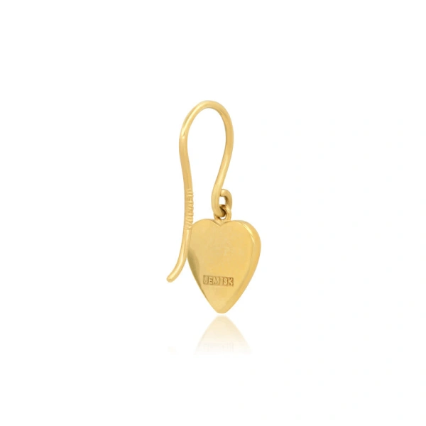 Jennifer Meyer Mini Turquoise Inlay Heart Drop Earrings in 18K Yellow Gold | Fine Earrings | Coveti