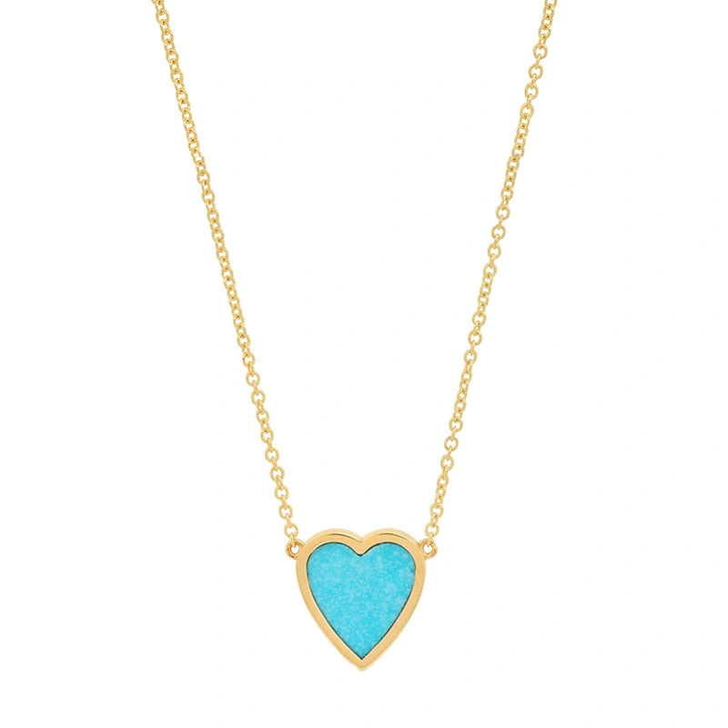 Jennifer Meyer Mini Turquoise Inlay Heart Necklace in 18K Yellow Gold Jennifer Meyer Mini Turquoise Inlay Heart Necklace in 18K Yellow Gold | Fine Necklaces | Coveti