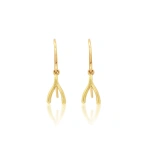 Jennifer Meyer Mini Wishbone Drop Earrings in 18K Yellow Gold | Fine Earrings | Coveti