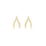 Jennifer Meyer Mini Wishbone Studs in 18K Yellow Gold | Fine Earrings | Coveti