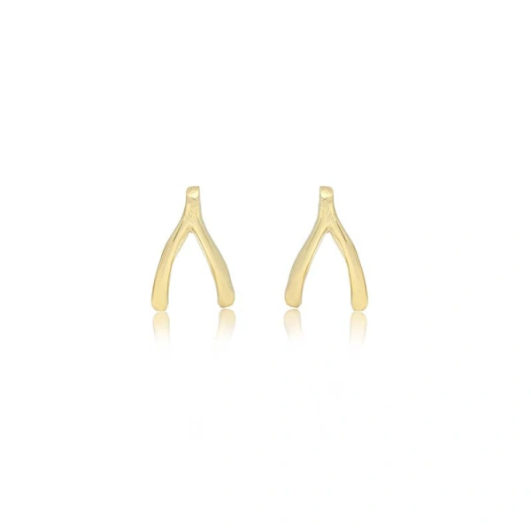 Jennifer Meyer Mini Wishbone Studs in 18K Yellow Gold | Fine Earrings | Coveti