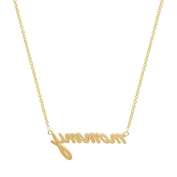 Jennifer Meyer Mommy Script Necklace in 18K Yellow Gold | Fine Necklaces | Coveti