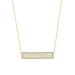 Jennifer Meyer Mother of Pearl Inlay Bar Necklace with Diamonds in 18K Yellow Gold | Fine Necklaces | Coveti