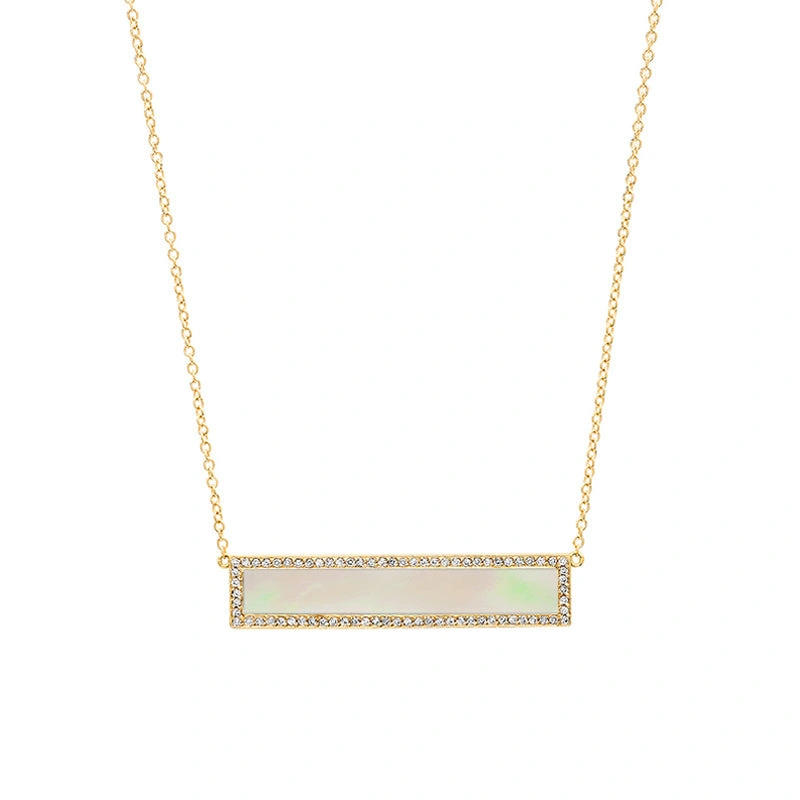 Jennifer Meyer Mother of Pearl Inlay Bar Necklace with Diamonds in 18K Yellow Gold Jennifer Meyer Mother of Pearl Inlay Bar Necklace with Diamonds in 18K Yellow Gold | Fine Necklaces | Coveti