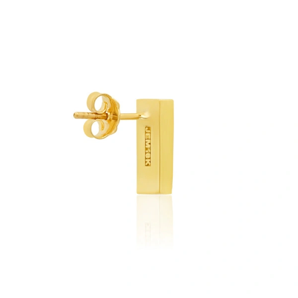 Jennifer Meyer Mother of Pearl Inlay Bar Studs with Diamonds in 18K Yellow Gold | Fine Earrings | Coveti