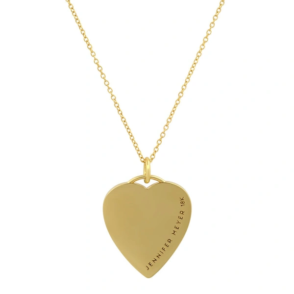 Jennifer Meyer Mother of Pearl Inlay Heart Necklace with Diamonds in 18K Yellow Gold | Fine Necklaces | Coveti