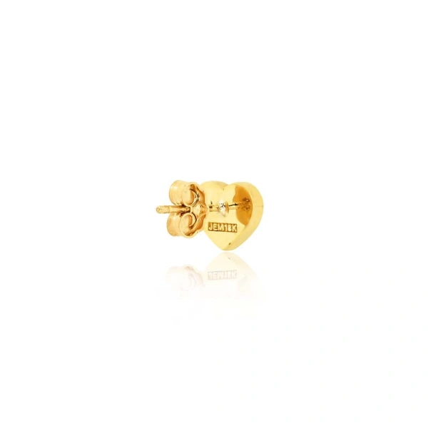 Jennifer Meyer Mother of Pearl Inlay Heart Studs in 18K Yellow Gold | Fine Earrings | Coveti