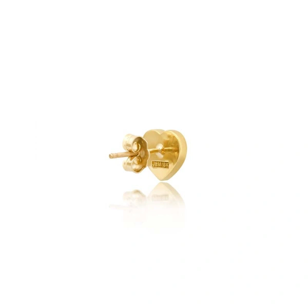Jennifer Meyer Mother of Pearl Inlay Heart Studs with Diamonds in 18K Yellow Gold | Fine Earrings | Coveti