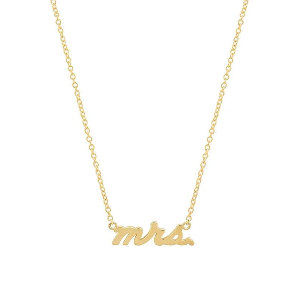 Jennifer Meyer Mrs Script Necklace in 18K Yellow Gold | Fine Necklaces | Coveti