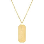 Jennifer Meyer Nameplate Tag Necklace in 18K Yellow Gold, Single Earring | Fine Necklaces | Coveti