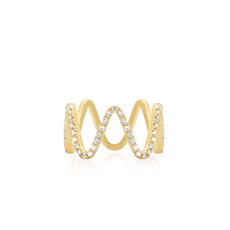 Jennifer Meyer Nancy Diamond Wave Band in 18K Yellow Gold Jennifer Meyer Nancy Diamond Wave Band in 18K Yellow Gold | Fine Rings | Coveti