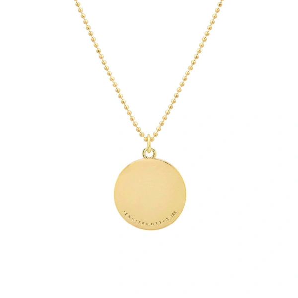 Jennifer Meyer New Beginnings & Leaf Sentiment Pendant Necklace in 18K Yellow Gold | Fine Necklaces | Coveti