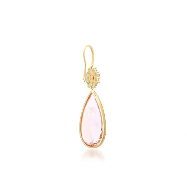 Jennifer Meyer One of a Kind Flower and Teardrop Earrings in 18K Yellow Gold | Fine Earrings | Coveti