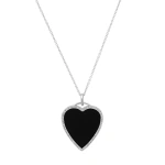 Jennifer Meyer Onyx Inlay Heart Necklace with Diamonds in 18K White Gold | Fine Necklaces | Coveti