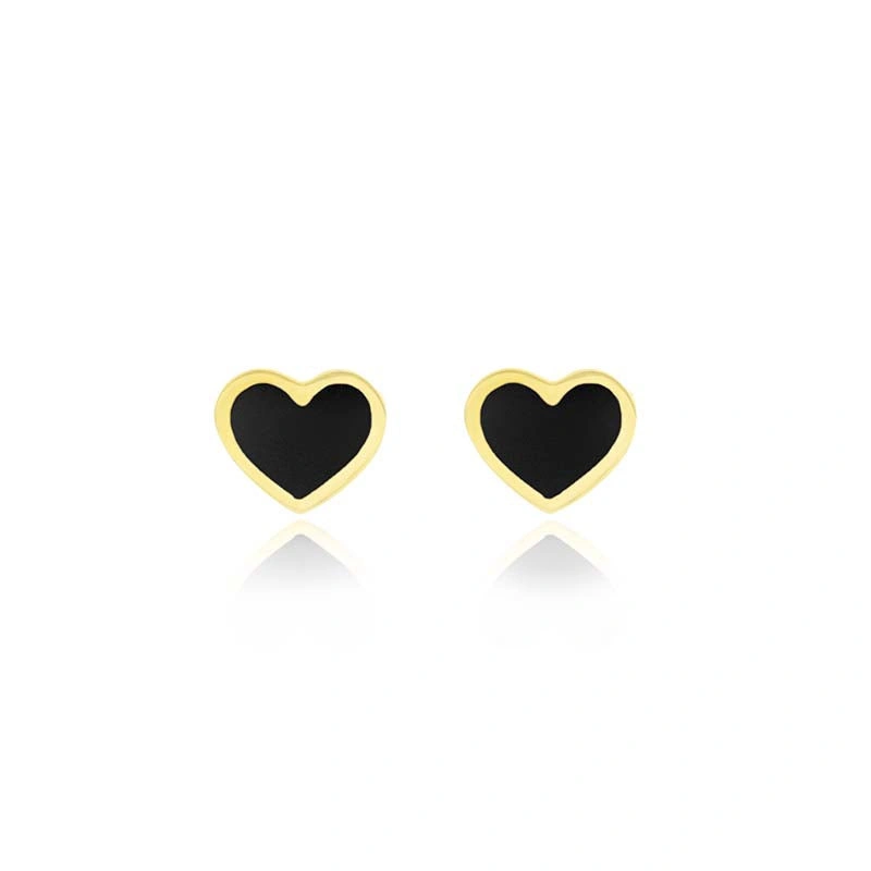 Jennifer Meyer Onyx Inlay Heart Studs in 18K Yellow Gold Jennifer Meyer Onyx Inlay Heart Studs in 18K Yellow Gold | Fine Earrings | Coveti