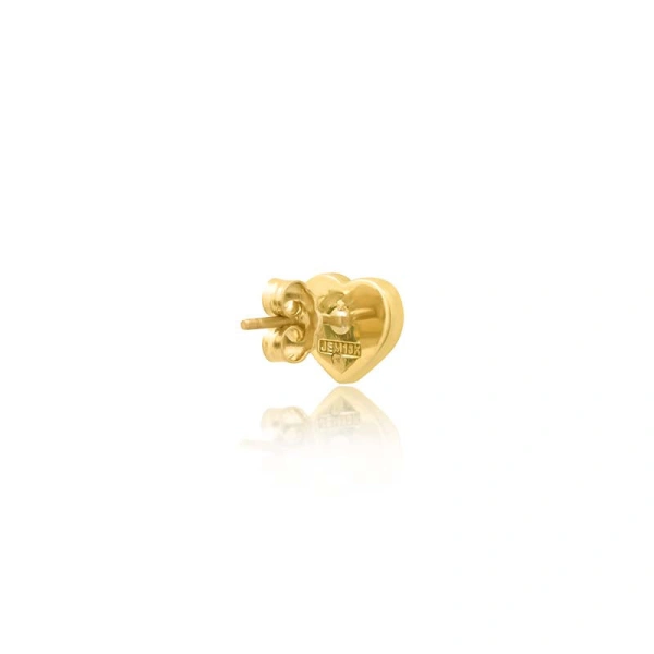 Jennifer Meyer Onyx Inlay Heart Studs with Diamonds in 18K Yellow Gold | Fine Earrings | Coveti