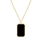 Jennifer Meyer Onyx Inlay Tag Necklace in 18K Yellow Gold | Fine Necklaces | Coveti