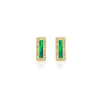 Jennifer Meyer Opal Inlay Bar Studs with Diamonds in 18K Yellow Gold | Fine Earrings | Coveti