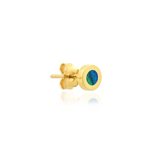 Jennifer Meyer Opal Inlay Circle Studs in 18K Yellow Gold | Fine Earrings | Coveti