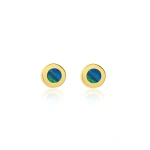 Jennifer Meyer Opal Inlay Circle Studs in 18K Yellow Gold | Fine Earrings | Coveti