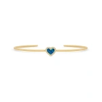 Jennifer Meyer Opal Inlay Heart Cuff with Diamonds in 18K Yellow Gold | Fine Bracelets | Coveti